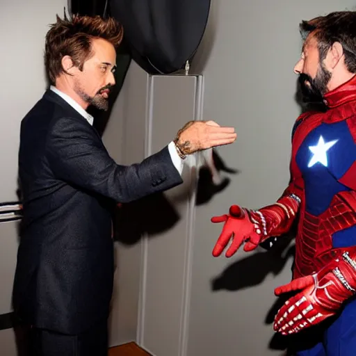 Image similar to ghostface killah dapping up robert downey jr. photo by bill cunningham