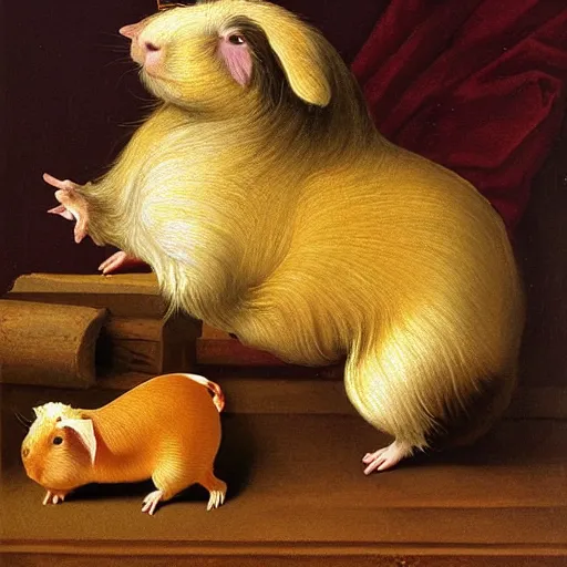 Prompt: renaissance guinea pig painting