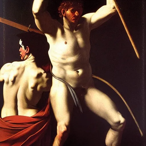 Image similar to achilles and hector by caravaggio