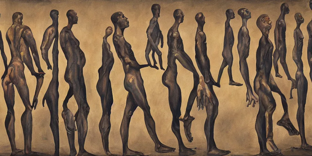 Prompt: detailed painting of human evolution