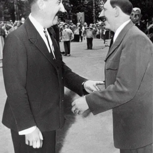 Prompt: walt disney greets hitler