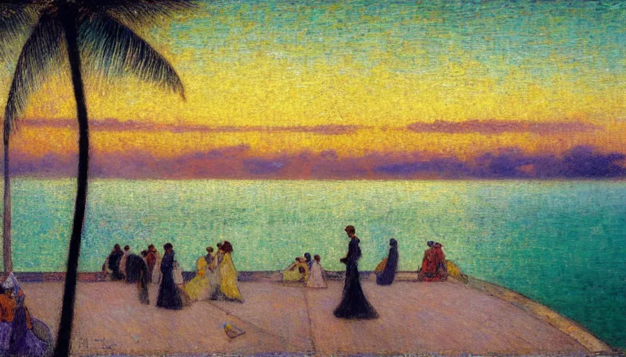 Image similar to a ultradetailed beautiful color theory painting of the thunderstorm sky of the rio de janeiro palace balustrade designed by jules bastien - lepage, tarsila do amaral, frank weston and gustave baumann, beach, trending on artstation, mediterranean, palm trees, sharp focus, colorful refracted sparkles and lines, soft light, 8 k 4 k