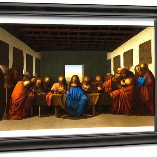 Image similar to isometric The Last Supper by Da Vinci