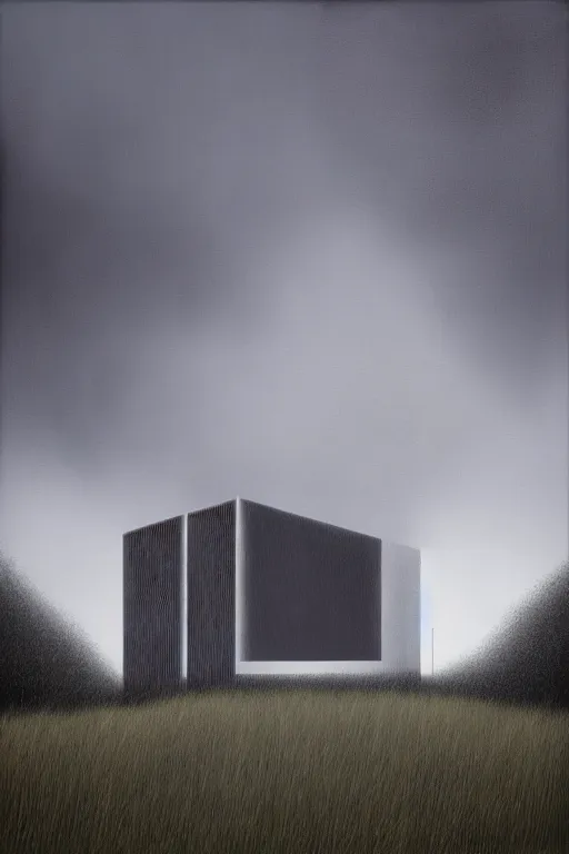 Prompt: futuristic glowing building by lee madgwick