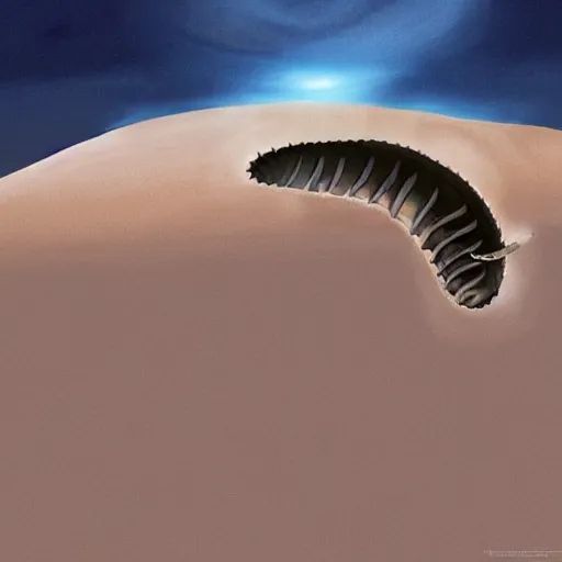 Prompt: joe biden's face a dune sandworm body shai-hulud cover art dune; photorealistic cgi movie poster style, artstation, Mihai, sandworm, shai-hulud