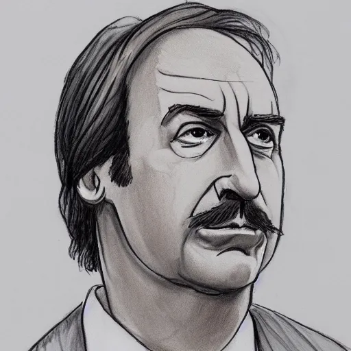 court sketch of saul goodman looking defeated, facing | Stable ...