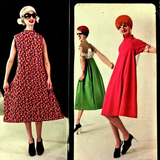 Image similar to lasagna dress, vintage fashion show, 6 0 s