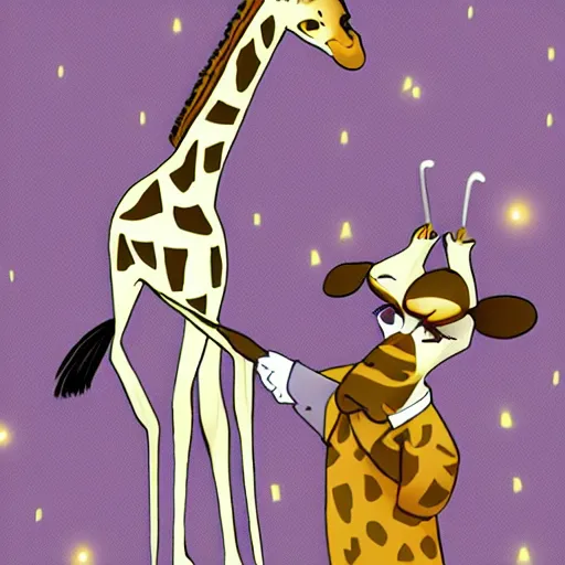 Prompt: giraffe butler