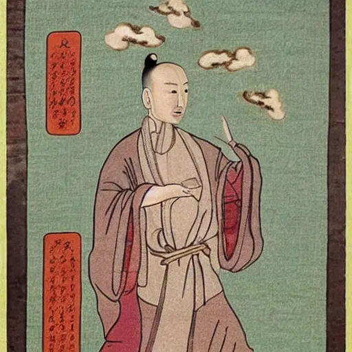 Image similar to beautiful depiction of an ancient taoist monk of china