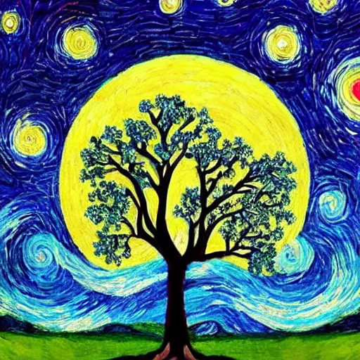 Image similar to tree of life https://media.discordapp.net/attachments/1005597369187958895/1006584269591810168/tree_of_life_starry_night_trending_on_artstation_pixiv_hyperdetailed_Unreal_Engine_4k_8k_ultra_HD_Stanley_Artgerm_Lau_WLOP_Rossdraw_-H_1024_-W_1024_-n_4_-i_-S_2718757138_ts-1660042433_idx-1.png