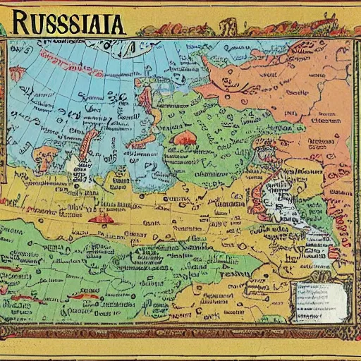 Prompt: map of russia with dragon icons,