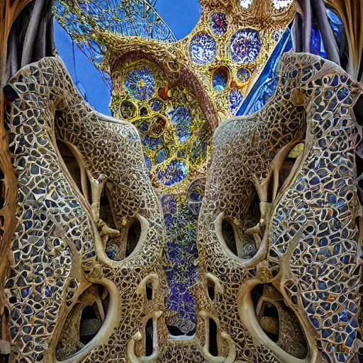 Image similar to intricate detailed visionary architecture and gardens by antoni gaudi, john stephens, alex gray