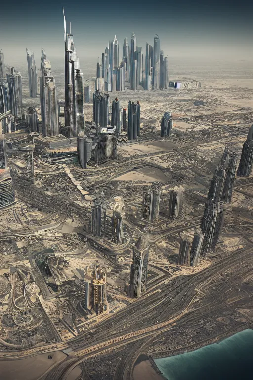 Prompt: dubai uae, rtx realistic, concept art, intricate details, highly detailed, photorealistic, octane render, 8 k