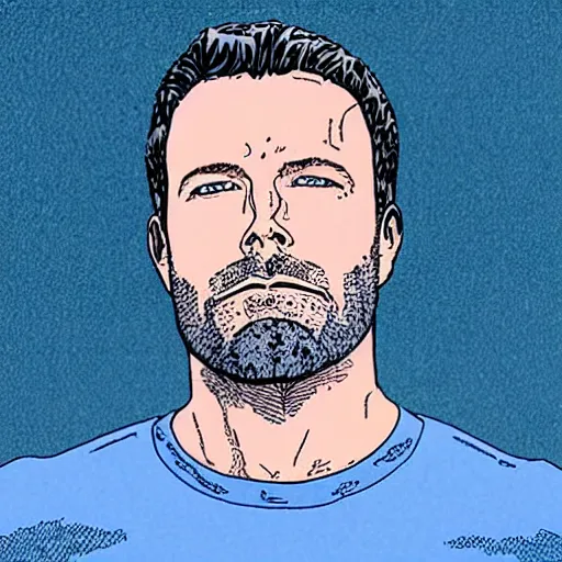 Image similar to “ ben affleck retro minimalist portrait by jean giraud, moebius starwatcher, color comic, 8 k ”