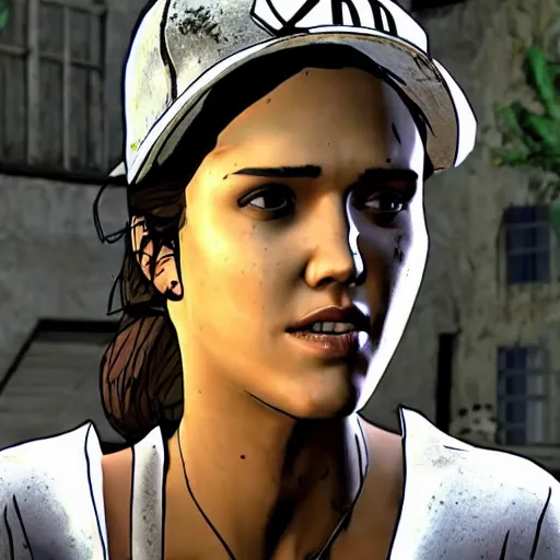 Image similar to jessica alba walking dead telltale, 4 k full hd,