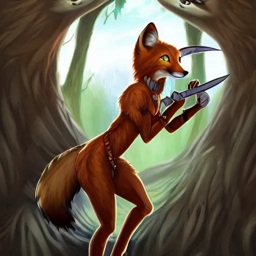 Prompt: award-winning extremely detailed FurAffinity cartoon fantasy art of a wild naturally beautiful svelte fur-covered anthro Celtic warrior female fox with black paws and dazzling eyes and a long tail and long braided hair, wielding a knife, 4k, Hibbary, Dark Natasha, Goldenwolf, realistic shading, trending on FurAffinity