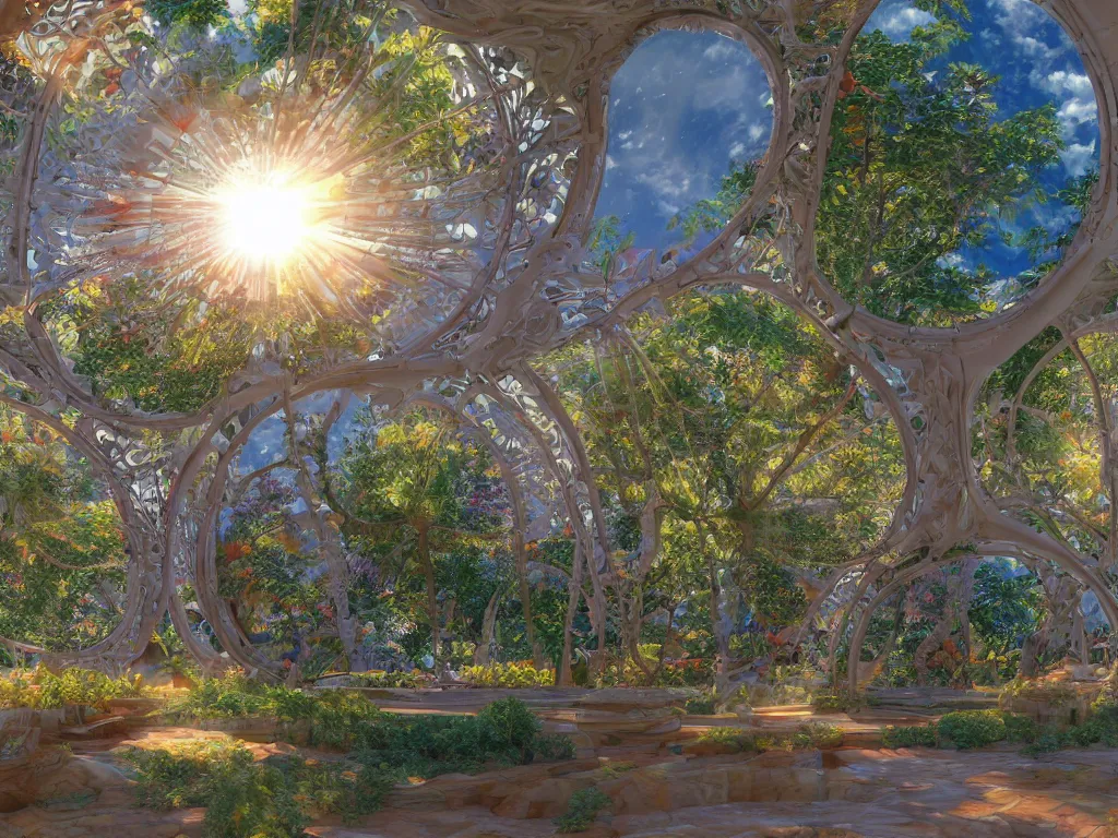 Prompt: ( ( ( ( 3 d render ) ) ) ), sunlight study, the universe is a spheroid region 7 0 5 meters in diameter, art nouveau, kauai, by maria sibylla merian and ( ( ( ( ( lisa frank ) ) ) ) ), 8 k, sharp focus, octane render