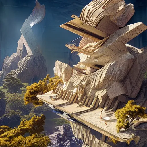 Image similar to modular modernist bauhaus jeff koons style neverending story canyon temple, ultra realistic, concept art, intricate details, serious, highly detailed, photorealistic, octane render, 8 k, unreal engine, art by todd mcfarlane and artgerm and greg rutkowski and alphonse mucha
