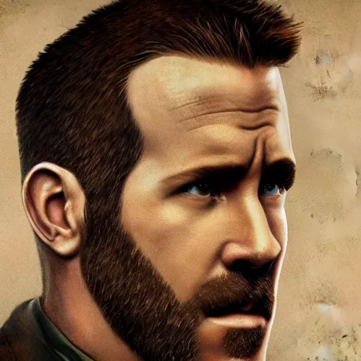 Image similar to hyperrealistic mixed media image of a ryan reynolds disguised as mussolini, stunning 3 d render inspired art by istvan sandorfi and greg rutkowski, perfect facial symmetry, realistic, highly detailed attributes and atmosphere, dim volumetric cinematic lighting, 8 k octane extremely hyper - detailed render, post - processing, masterpiece,