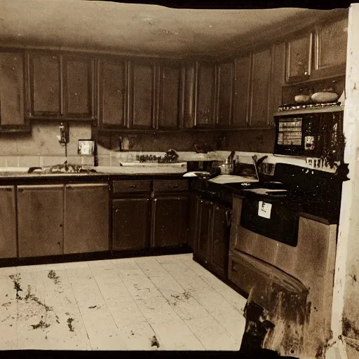 Prompt: photograph of dirty kitchen