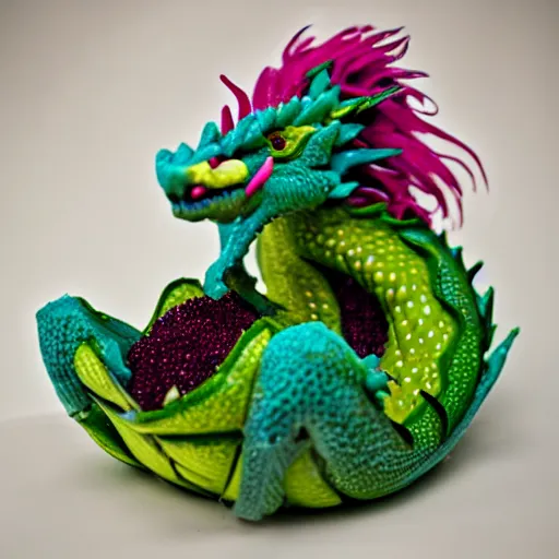 Prompt: dragon made of dragonfruit