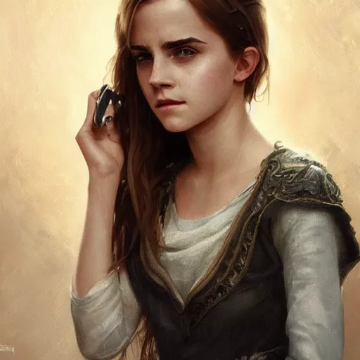 Image similar to ultra realistic illustration, teenage emma watson, intricate, elegant, highly detailed, digital painting, artstation, concept art, smooth, sharp focus, illustration, art by artgerm and greg rutkowski and alphonse mucha