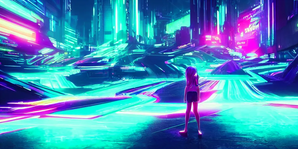 Image similar to beautiful background is surrounded by epic neon glitch effect with music notes digital art dynamic dramatic lighting, soft lighting, imagine fx, artstation, cgsociety, by Bandai Namco artist the style of deduoze,WLOP, artgerm, yasutomo oka, rendered in unreal engine and redshift octane ,instagram, zbrush central, neon vibe landscape