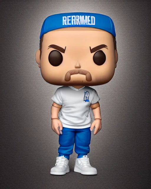 Prompt: full body 3 d render of eminem as a funko pop, studio lighting, white background, blender, trending on artstation, 8 k, highly detailed