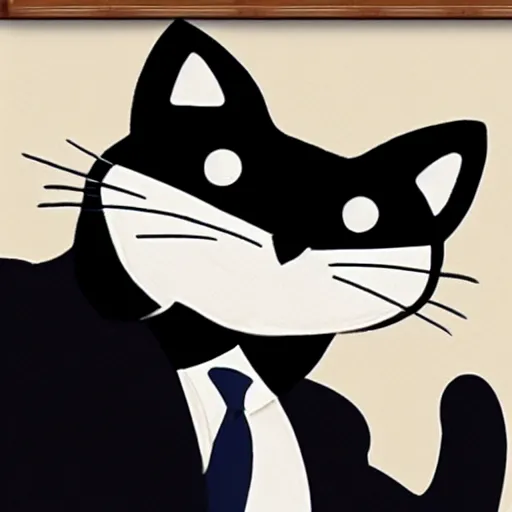 Image similar to a cat with a black tuxedo, walt disney style, 8 k, coherent,