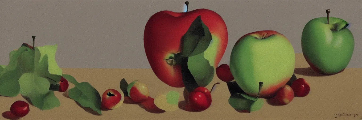 Prompt: apple painting magritte