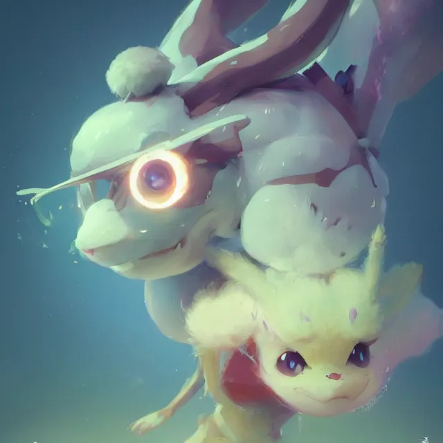 Image similar to a beautiful portrait of a cute pokemon. character design by cory loftis, fenghua zhong, ryohei hase, ismail inceoglu and ruan jia. artstation, volumetric light, detailed, photorealistic, fantasy, rendered in octane