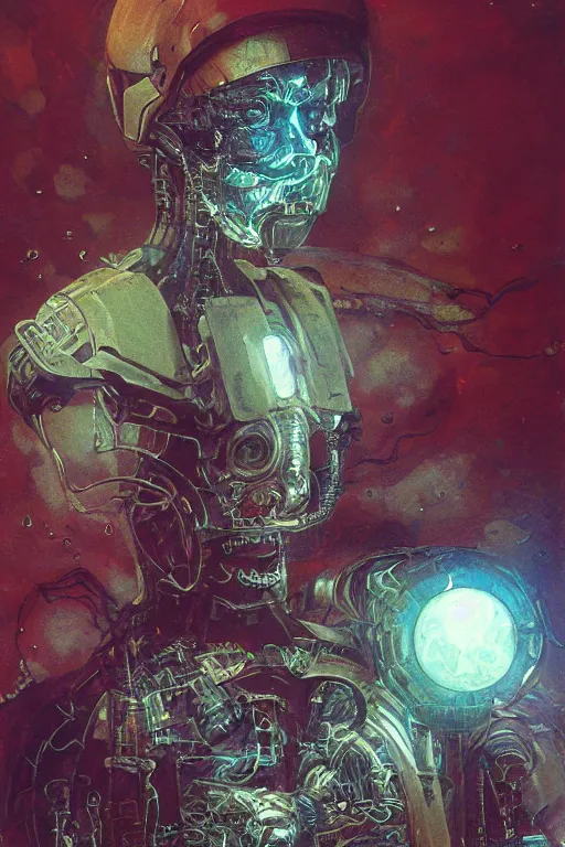 Image similar to closeup portrait of a transparent cyborg ( hamster ) with glowing veins, in crushed ship interior, cinematic light, backlight glow, red green, mist, by mikhail vrubel, by philippe druillet, by peter elson, by gerald brom, muted colors, extreme detail, trending on artstation, 8 k