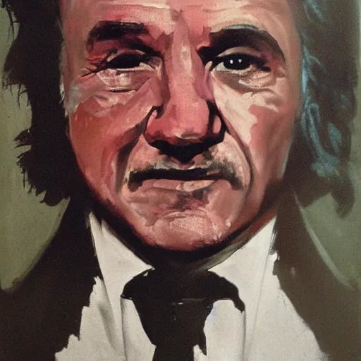 Prompt: portrait of harvey keitel as a pimp in the movie taxi driver, by robert singer sargent