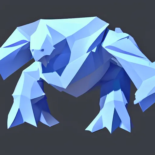 Image similar to low poly ice monster, concept art,