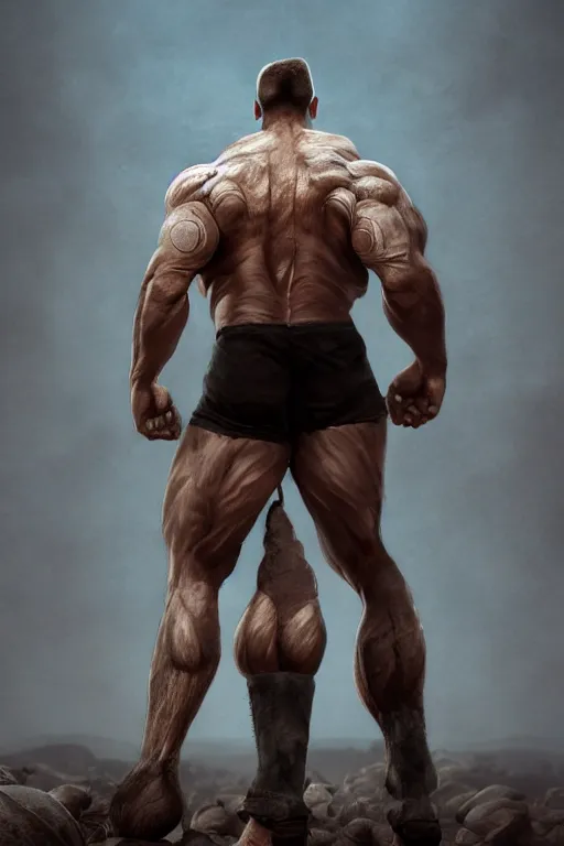 Image similar to a muscular man carrying the Earth on his back, big beard, bold, hyperrealistic, concept art, octane render, unreal engine 5, trending on Artstation, high quality, highly detailed, 8K, soft lighting, anatomically correct, five fingers, blue background, geometric, digital art, trending on DeviantArt, matte painting, fantasy style, dramatic lighting, cinematic