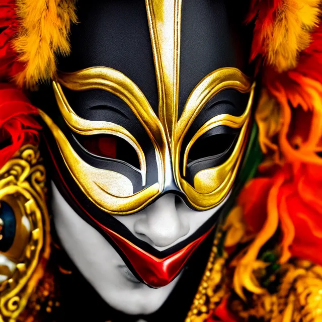 Image similar to photo of a beautiful!! harlequin warrior with venetian mask highly detailed 8 k hdr smooth sharp focus high resolution award - winning photo photorealistic