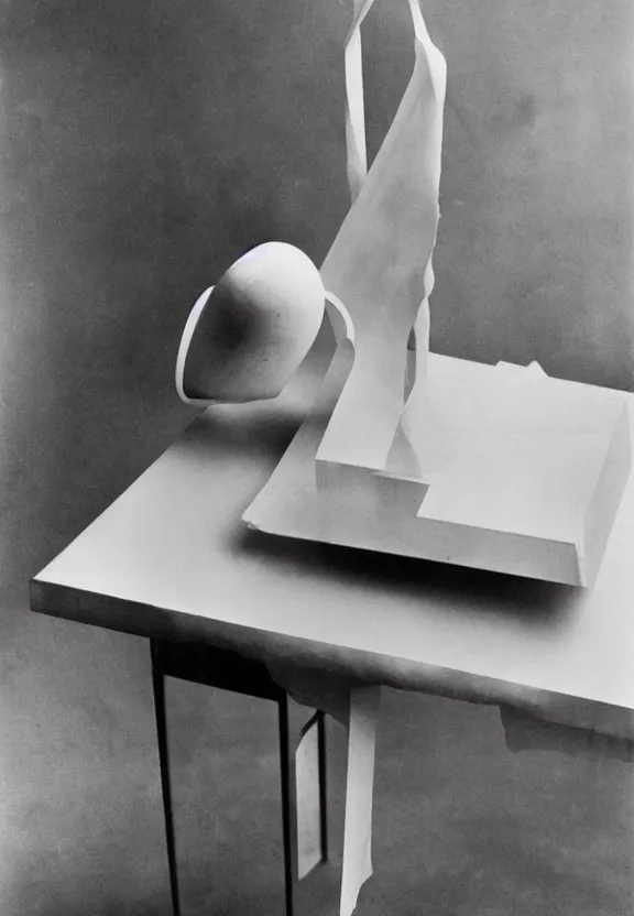 Image similar to a white object with writing on it sitting on a table, a surrealist sculpture by marcel duchamp, archival pigment print, 1 9 1 4, conceptual art, artwork, academic art, surrealist