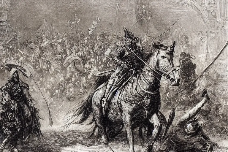 Image similar to painting of big opened book, don quixote comes from the book, cinematic romantic magical masterpiece, by gene wolfe, highly detailed painting by gustave dore