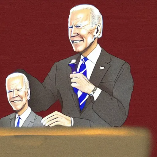 Prompt: Biden depicted with stainglass art