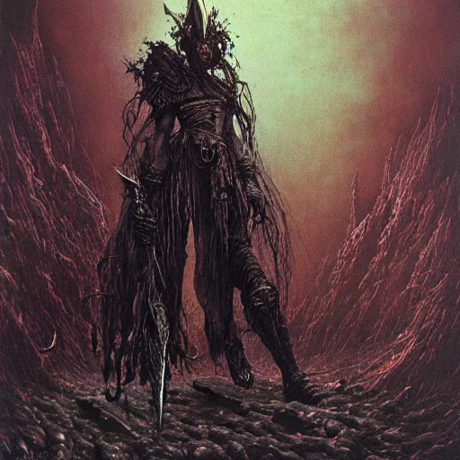 Prompt: warhammer fantasy dark elf, warhammer fantasy art, beksinski