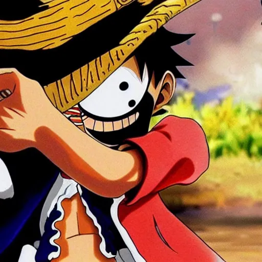 Prompt: one piece, luffy beating zorro in the face, n 9