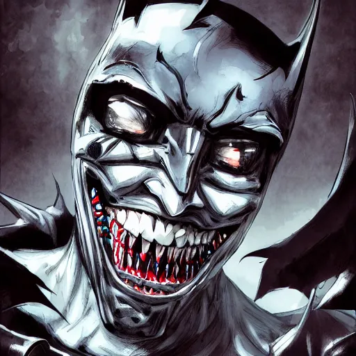 Image similar to the batman who laughs, comic strip style, dynamic lighting, fantasy concept art, trending on art station, stunning visuals, creative, cinematic, portrait, ultra detailed