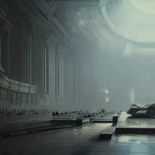 Prompt: sci-fi organic form full-lenght car and wall structure in the coronation of napoleon painting by Jacques-Louis David in the blade runner 2049 film organic architecture forms unreal engine 5 lumen lighting ultra high detail ultra realism 4k in plastic dark tilt shift