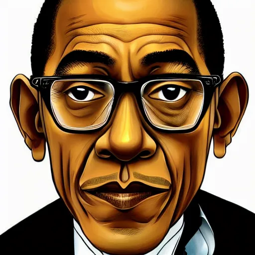 Image similar to portrait of obama as gus fring, anime fantasy illustration by tomoyuki yamasaki, kyoto studio, madhouse, ufotable, trending on artstation