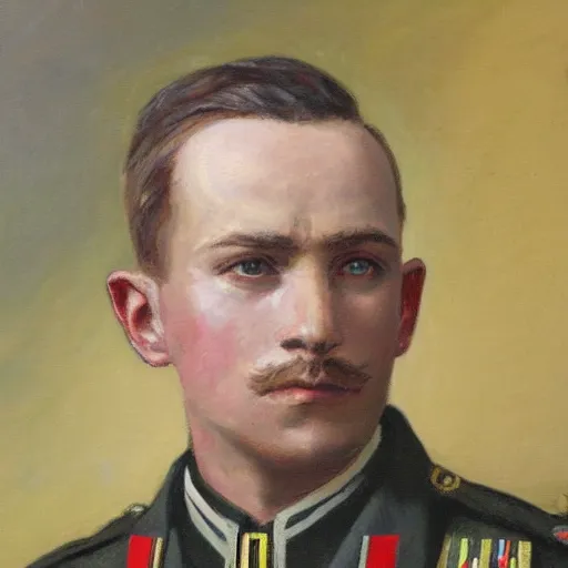 Prompt: official portrait of a WWI army officer. Detailed oil painting