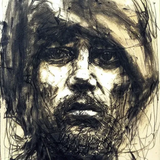 Image similar to portrait of a homeless man by guy denning