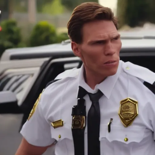 Prompt: Live Action Still of Jerma985 in Beverly Hills Cops, real life, hyperrealistic, ultra realistic, realistic, highly detailed, epic, HD quality, 8k resolution, body and headshot, film still