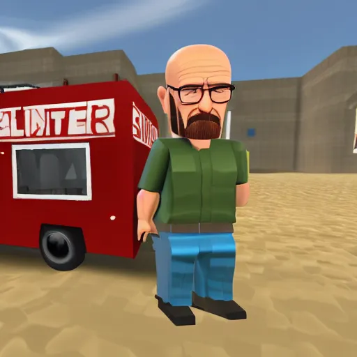 Prompt: walter white in roblox game natural disaster survival