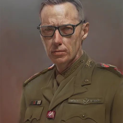 Prompt: portrait of dead military german general, digital painting, artstation, concept art, by donato giancola, Sean Yoro, Greg Rutkowski, trending on Artstation, Joseph Christian Leyendecker, WLOP, Boris Vallejo, dark, moody, foggy