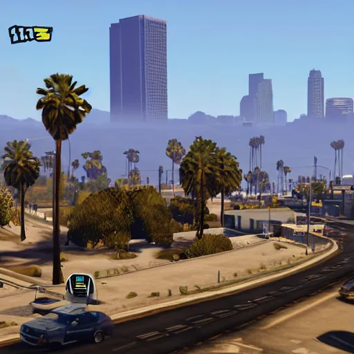 Image similar to los angeles as grand theft auto v screenshot